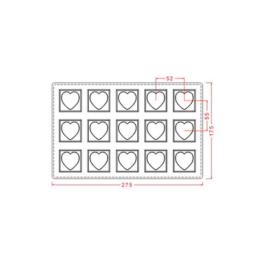 Square with Indented Heart Mould No: 520 - Thumbnail