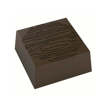  - Square Praline with Wood Imprint Mould No: 447